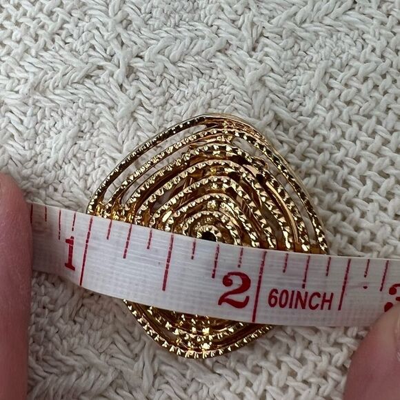 Vintage West Germany Gold Tone Scarf Bag Clip Geometric Square Diamond - Picture 8 of 9